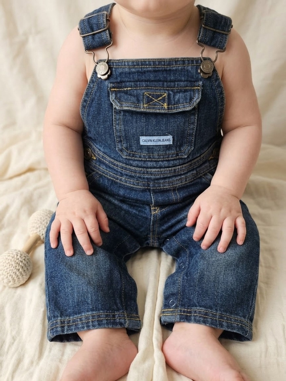 Calvin Klein Jeans Toddler Denim Overalls - Dark Blue
